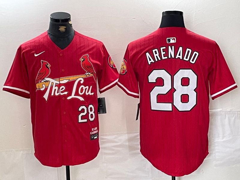 Men St.Louis Cardinals #28 Arenado Red City Edition 2025 Nike MLB Jersey style 1